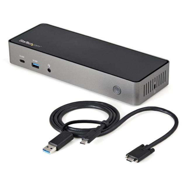 StarTech USB-C &amp; USB-A対応ドッキングステーション/3面モニター対応ノートパソコン拡張ドック/85W USB PD/4K60Hz対応HDMI &amp; DiplayPortトリプルモニター/6ポートUSBハブ/ギガビット有線LAN/3.5mmステレオミニ(4極) DK31C3HDPD
