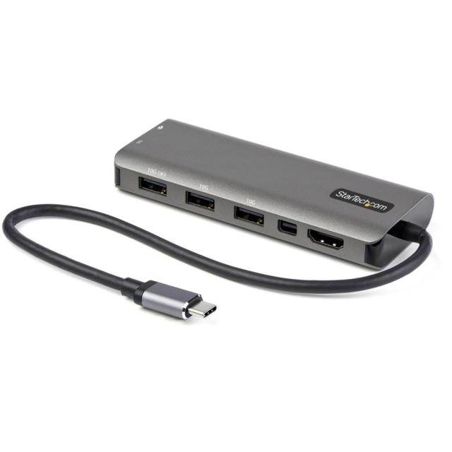StarTech USB Type-Cマルチ変換アダプター/USB-C-4K60Hz HDMI または Mini DisplayPort/100W Power Deliveryパススルー対応/10Gbps USBポート x4/USB-C マルチハブ DKT31CMDPHPD