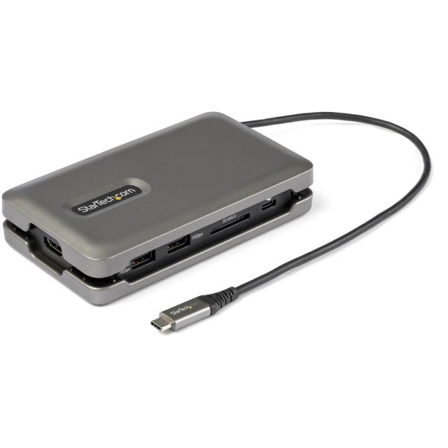 StarTech USB Type-Cマルチ変換アダプター/ノートPCドッキングステーション/4K60Hz HDMI 2.0/2ポート10Gbps USB ハブ/SD & MicroSDカードリーダー/ギガビット有線LANポート/100W USB PD/タイプC対応トラベルドック/25cmケーブル DKT31CSDHPD3