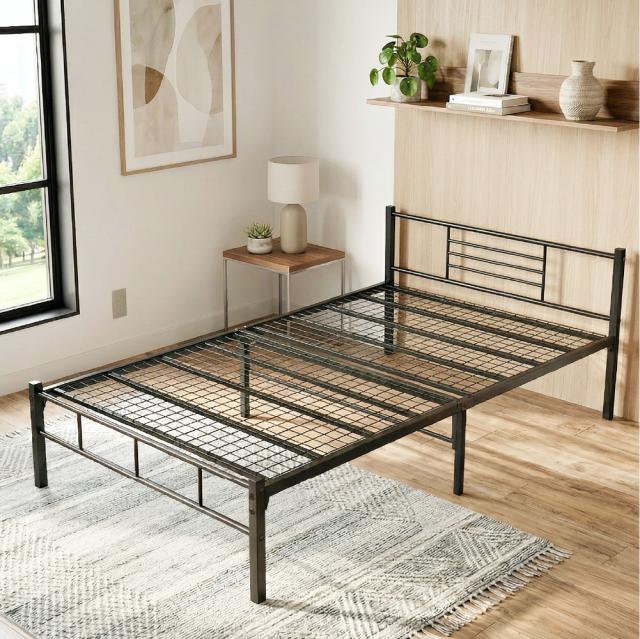 パイプベッド シングルサイズ 約98×201×66cm ベッド下31cm 耐荷重100kg 組み立て式 ベッドフレームのみ ブラック_5
