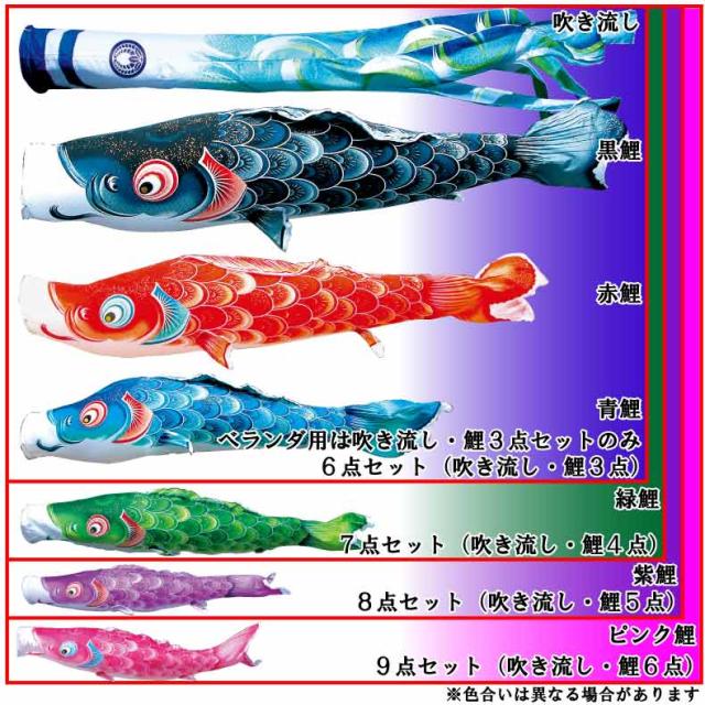 キング印 鯉のぼり 庭園用 ポール別売り 大型鯉 7m鯉3匹 ナイロン鯉 金太郎付 五色吹流