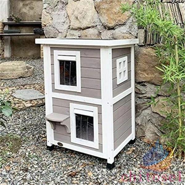 猫 ハウス 2階建てのペットヴィラ ペットハウス ペットケージ キャットハウスゾンチー屋外 2階建て 猫小屋 屋内 猫部屋 ペット砂 野良猫ハウス キャット 29,605円