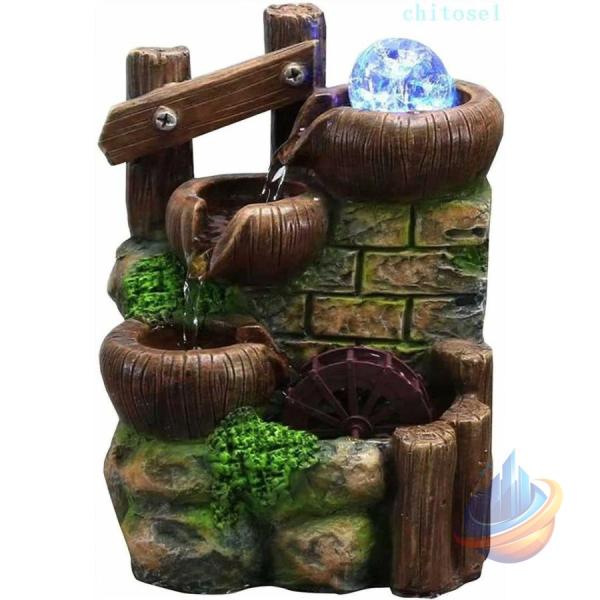 フィギュア彫刻 デスクの噴水と滝が小さい 導いた潜水艦のためのライト 風水ホイールロッキー彫像ゾンチー風水像 使いやすい おしゃれ 人気 毎日使いやすい