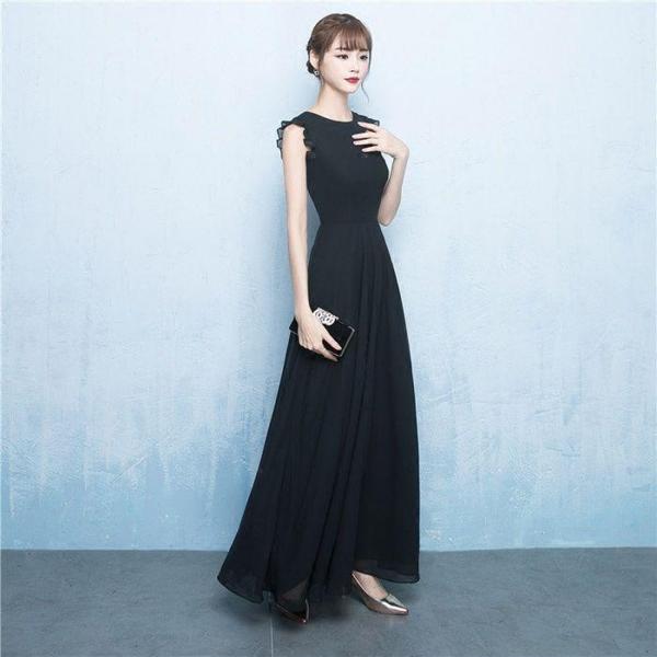 ロングドレス 黒 演奏会 フォーマルワンピース 結婚式 Welina ピアノ発表会 大人 パーティードレス お呼ばれ 他と被らない 母親衣装にも 上品_1