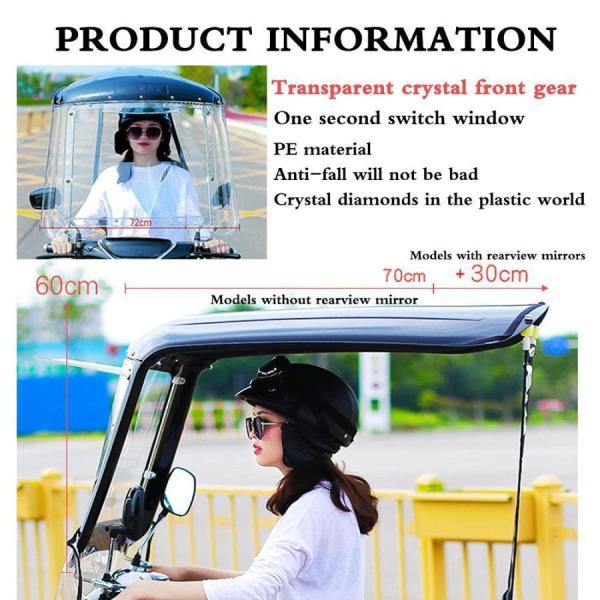 オートバイキャノピー バイク屋根 風防 サンバイザー シェードテント Welina 雨よけ/日よけに 走行時の快適性UP 取り付け簡単 モーター自転車対応_5