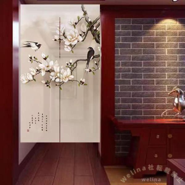 のれん 暖簾 和風ロング 遮光 厚地 花柄葉模様 Welina（株） 目隠し 間仕切り パーテーション キッチン玄関 飲食店にも