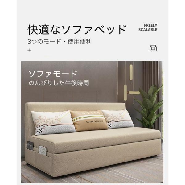 ソファベッド 140cm 3人掛け 折りたたみ 収納付き 肘掛けなし Welina モダンシンプル 室内用 省スペース リビング 来客用 ソファー兼ベッド_2