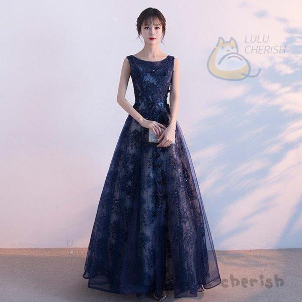 花柄パーティードレス ロング丈 結婚式 二次会 演奏会 お呼ばれ Welina 上品 大人 袖なし マキシワンピース ステージ衣装 卒業式にも_1