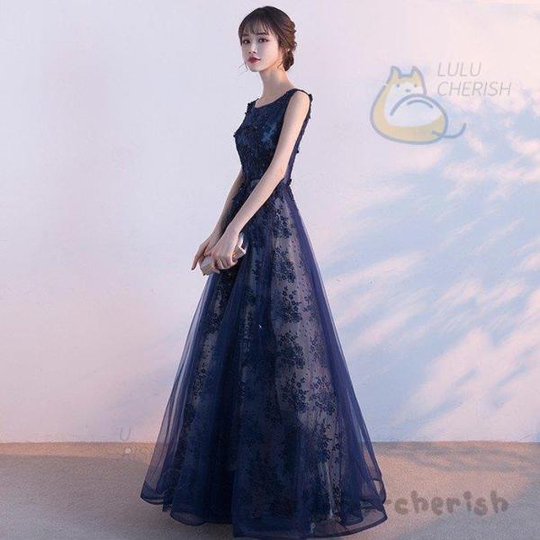 花柄パーティードレス ロング丈 結婚式 二次会 演奏会 お呼ばれ Welina 上品 大人 袖なし マキシワンピース ステージ衣装 卒業式にも_2
