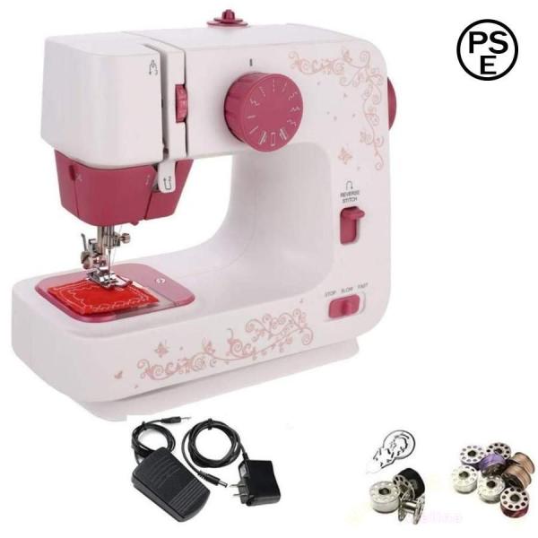 電動ミシン 家庭用 コンパクト 3段階スピード フットコントローラー付 Welina ライト付き 簡単操作 正逆縫いOK 初心者向け 小型軽量（US規格）