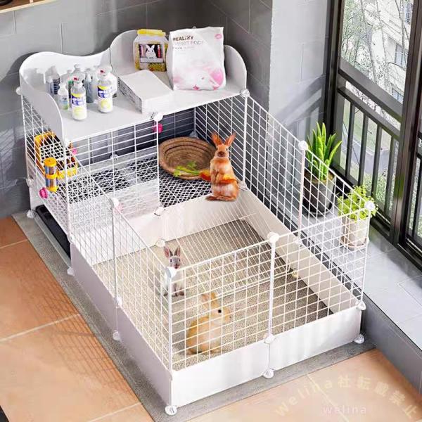 うさぎケージ 大型 ペットフェンス 広い飼育スペース 105×70×65cm Welina 小動物 兎 ウサギ 室内ゲージ イベントスペース 拡張 通気 組立簡単