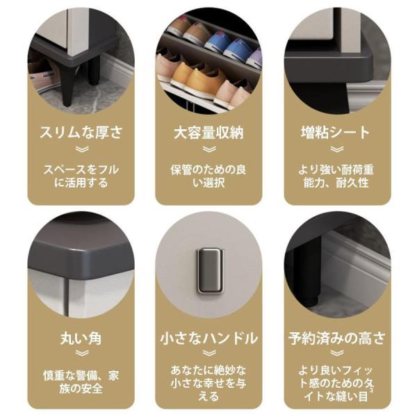 シューズボックス 靴箱 玄関収納 扉付き 大容量 木製 スリム薄型 Welina 省スペース 3段 組み立て式 白 L60×W24×H120cm 下駄箱で玄関すっきり_6