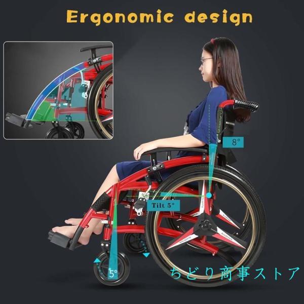 軽量折りたたみ車いす 大人用 300ポンド対応 スポーツ搬送タイプ Welina スイングアウェイフットレスト フリップバックアーム アンチチップホイール付き_6