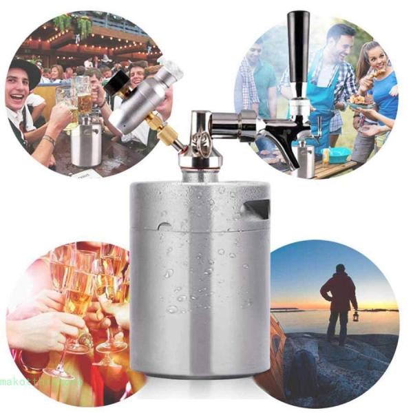 ビールサーバー 2L ステンレス樽システム ミニCO2レギュレーター付き Welina 家庭用/業務用 缶ビールを泡立ち良く 蛇口付き 安全設計_4