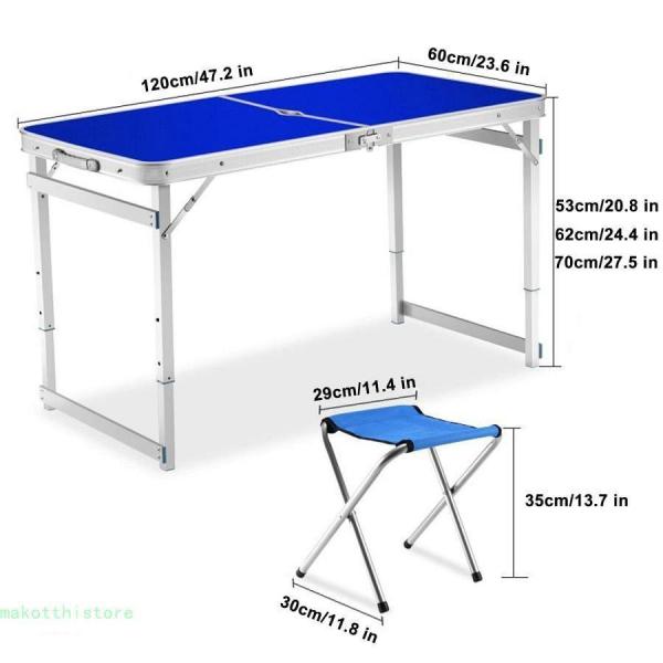 折りたたみキャンプテーブルセット 椅子4脚 高さ3段調節 Welina BBQ/ピクニック/庭パーティー 屋内外OK 設置簡単で持ち運び便利_2