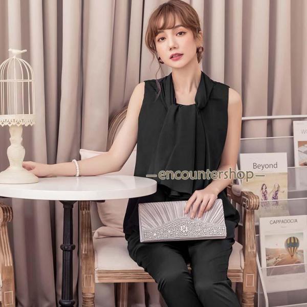 パンツドレスセットアップレディース 結婚式パーティー二次会フォーマル Welina（株） 体型カバーお呼ばれ20-50代 上下パンツスタイル 上品着痩せ エレガント_15