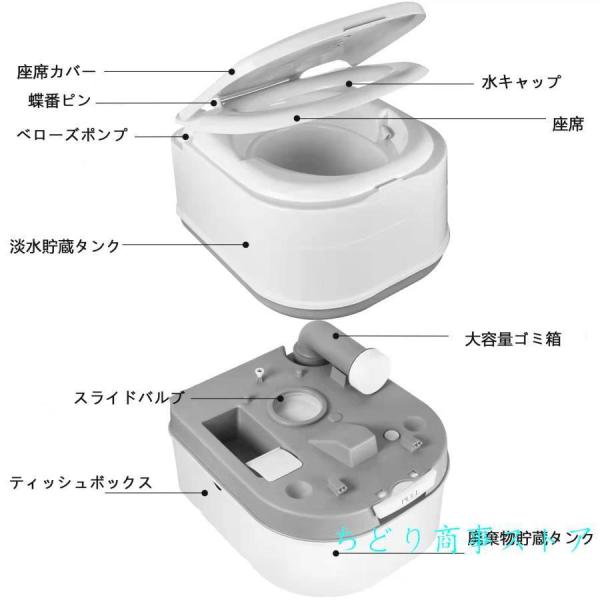 ポータブル水洗トイレ ２０Ｌ清水＋２４Ｌ汚水タンク Welina 介護/非常用/災害用 携帯トイレ ベローズポンプ式 持ち運び簡単 防災グッズ_4