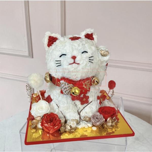 プリザーブドフラワー 招き猫アレンジ 開店祝い 猫好きギフト Welina かわいい置物風 お祝い花 長持ち おしゃれプレゼント 店舗飾りにも
