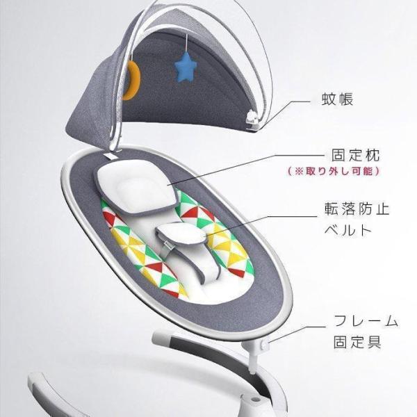 電動ゆりかご ベビーバウンサー リモコン付き Welina Bluetooth音楽 自動スイング メッシュ通気 蚊帳付き ベビーソファ 寝かしつけサポート_4