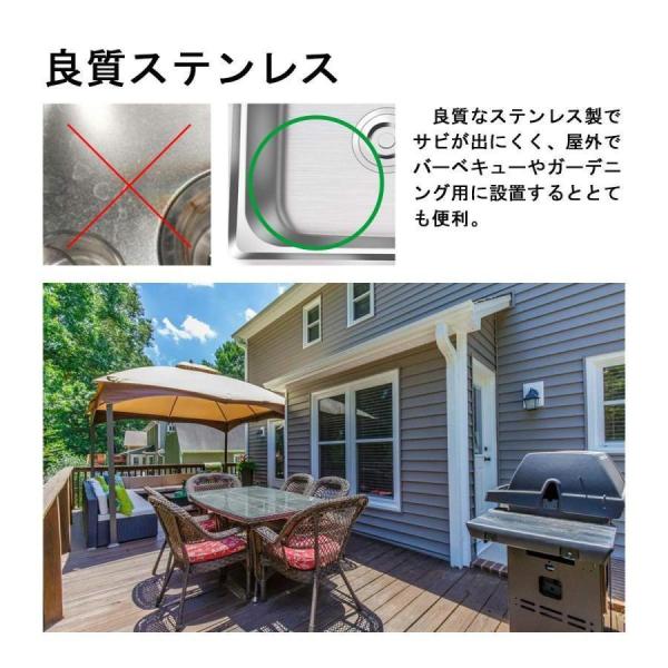 ステンレス簡易流し台 屋外屋内シンク 大容量 Welina 庭先/ベランダ/現場に キャンプBBQにも 簡単設置 丈夫な簡易シンク_2