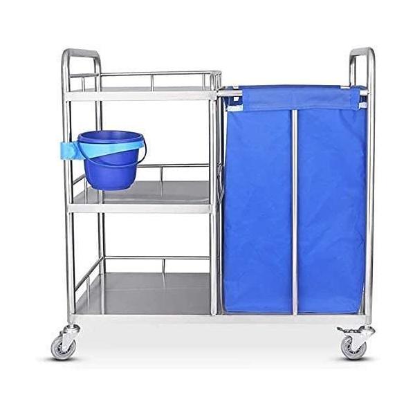 清掃用カート 医療/ホテル/学校向け ツールワゴン ゴミ袋付き Welina 掃除道具をまとめて収納 移動便利 業務用清掃台車 ゴミ収集サービスカート_7