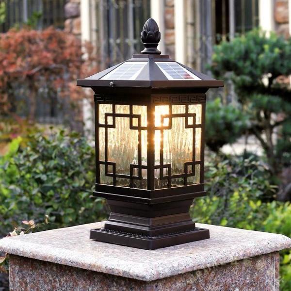 ソーラーライト LED 門柱灯 ガーデンライト 防雨 40cm Welina 夜間自動点灯 屋外照明 玄関/庭園に レトロ外灯