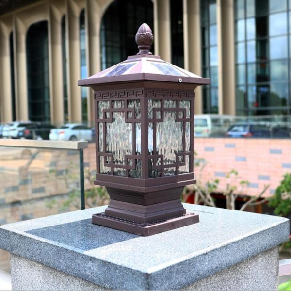 ソーラーライト LED 門柱灯 ガーデンライト 防雨 40cm Welina 夜間自動点灯 屋外照明 玄関/庭園に レトロ外灯_1