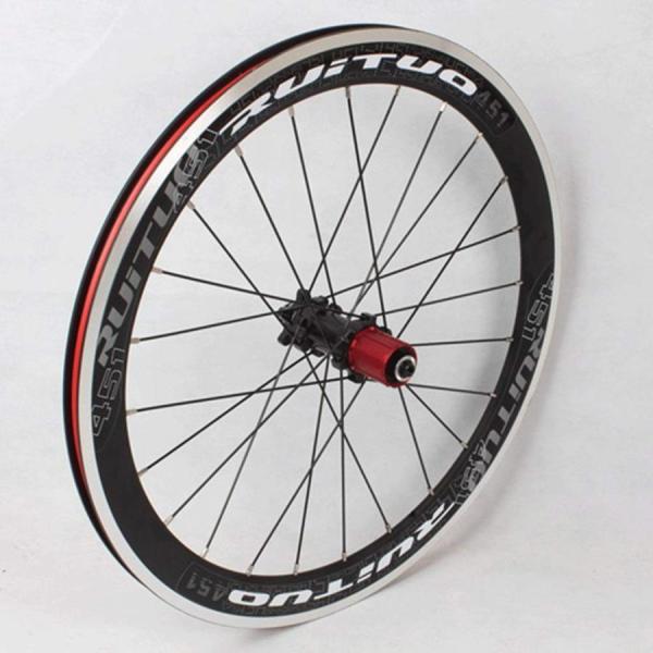 折りたたみ自転車ホイールセット 451mm ダブルウォールリム Welina V/ディスク対応 24Hハブ クイックリリース フロント/リア アロイリム 耐久_2