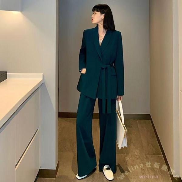 パンツスーツ レディース セットアップ ストライプ きれいめ Welina ハイウエスト 黒 大きいサイズ3L〜6L オフィスにも カジュアルにも