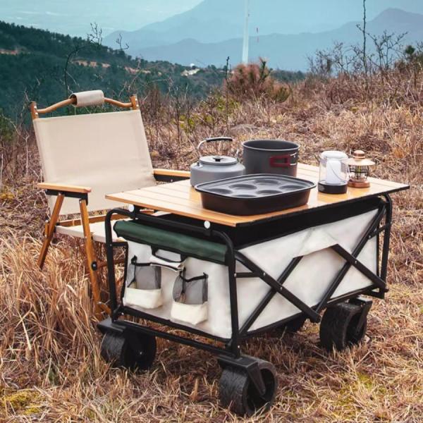 キャリーワゴン 150L 大容量 テーブル付きアウトドアワゴン Welina 耐荷重 収納 折りたたみ 大型 キャンプ用品 長物対応 タイヤ付き_4