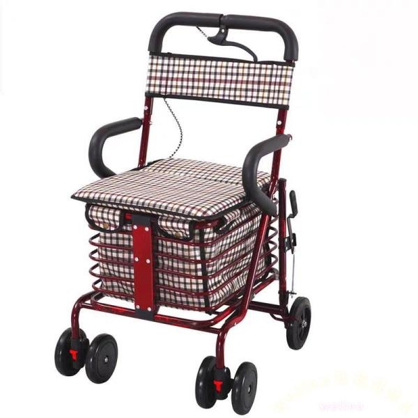 シルバーカー 軽量コンパクト 手元ブレーキ付き ショッピングカート Welina 横押し対応で使いやすい 介護・お買い物に キャリーカート 敬老の日にも