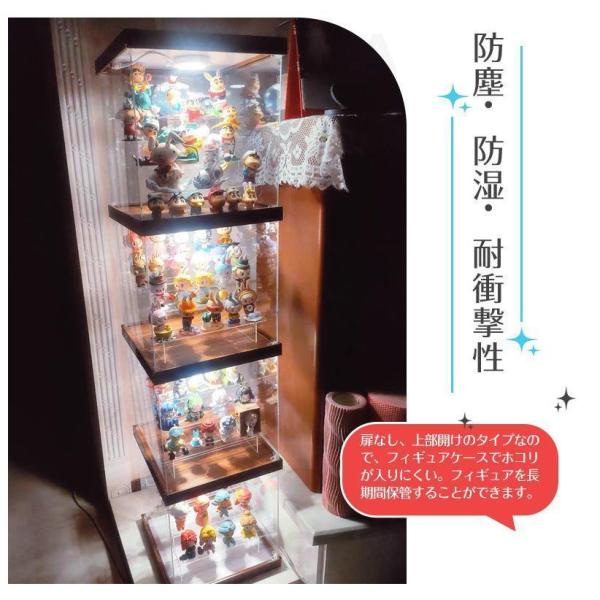フィギュアケース アクリルケース LED照明付き コレクションケース Welina ひな壇付き ディスプレイ ショーケース クリア展示 木製 組み立て簡単_7