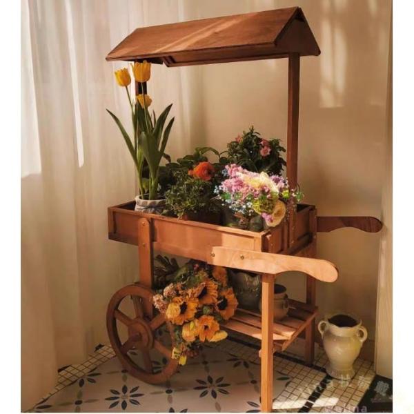 フラワースタンド 屋外 木製 レトロ アンティーク 植物棚 Welina 盆栽棚/花棚に 園芸ラック おしゃれ庭づくり 植物スタンド ディスプレイ
