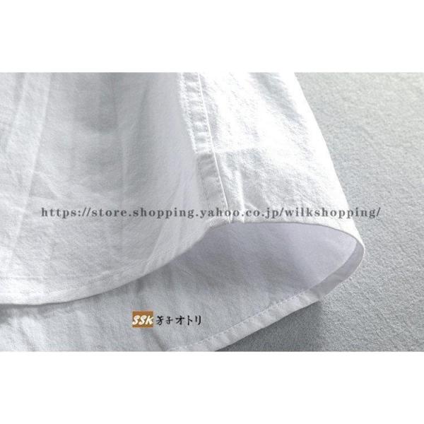 リネンシャツメンズ長袖綿麻無地立ち襟30-50代春服秋服カジュアルWelina（株）おしゃれリネンコットントップス涼しいナチュラルメンズシャツ_12