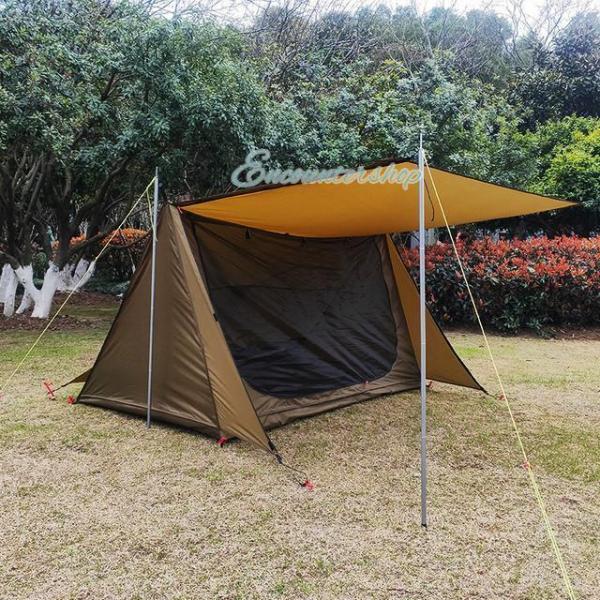 パップテント 2人用 ソロキャンプ 軍幕 難燃 遮光 焚火対応 Welina（株） 一人用 シェルター ツーリング タープ 避難 アウトドア ハイキング 釣り 軽量 快適_10