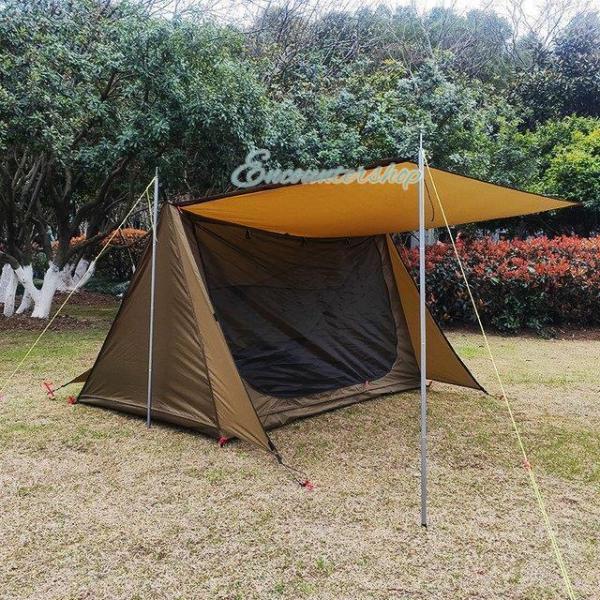 パップテント 2人用 ソロキャンプ 軍幕 難燃 遮光 焚火対応 Welina（株） 一人用 シェルター ツーリング タープ 避難 アウトドア ハイキング 釣り 軽量 快適_2