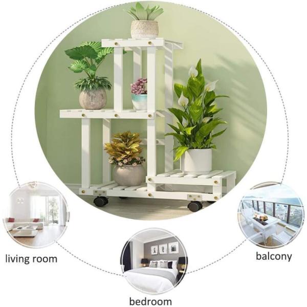 フラワースタンド 室内 木製 植木鉢スタンド 高低ディスプレイ Welina 観葉植物棚 収納兼用 コーナー置き ガーデン/テラス/玄関に映える_1
