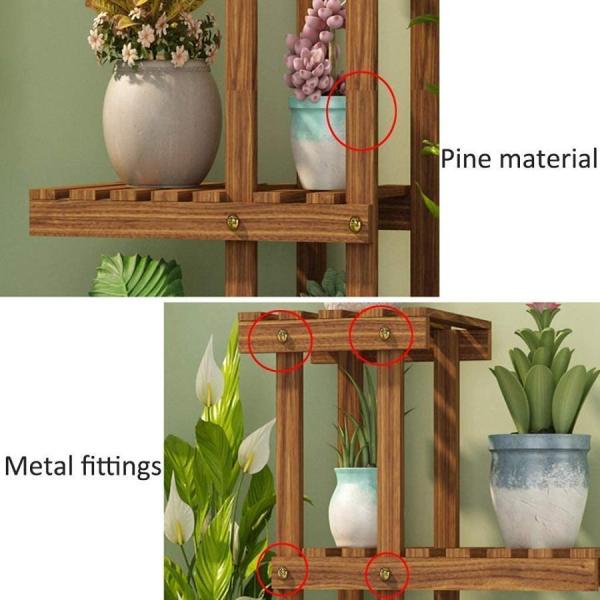 フラワースタンド 室内 木製 植木鉢スタンド 高低ディスプレイ Welina 観葉植物棚 収納兼用 コーナー置き ガーデン/テラス/玄関に映える_3
