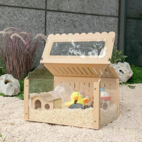 木製ハムスターケージ 大型透明幅60cm小動物ハウス Welina(株) チンチラモルモット飼育小屋 ペットケージおしゃれ 快適広いケージ