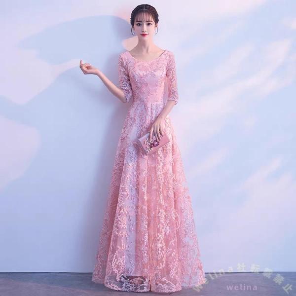 ロングドレス 袖付き 演奏会 結婚式 母親 パーティードレス Welina ピアノ発表会 二次会 お呼ばれ 披露宴 上品 大人 フォーマル きれいめ 7,589円