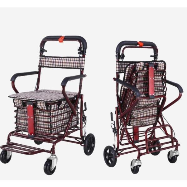 シルバーカー 高齢者用 座面付き 折りたたみ 手押し車 Welina フットペダル付き 買い物カート おしゃれ 歩行介助補助具 散歩に便利 大容量_1