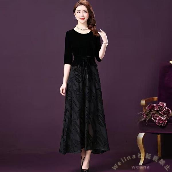 結婚式 母親ドレス フォーマルワンピース 30-70代 親族向け ロングドレス Welina 50代ミセス 上品シニア 服装 顔合わせ/パーティーにも きれいめ