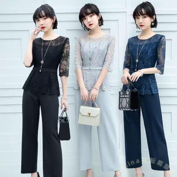 パンツドレス 体型カバー セットアップ 2点セット Welina（株） 結婚式 入学式 入園式 大きいサイズ お呼ばれ フォーマル シンプル きれいめ パンツスーツ