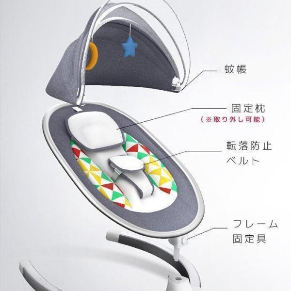 電動ゆりかご ベビーバウンサー 自動スイング Welina Bluetooth音楽再生 メッシュ＆蚊帳付き リモコン操作で快適 寝かしつけに ベビーソファ_4