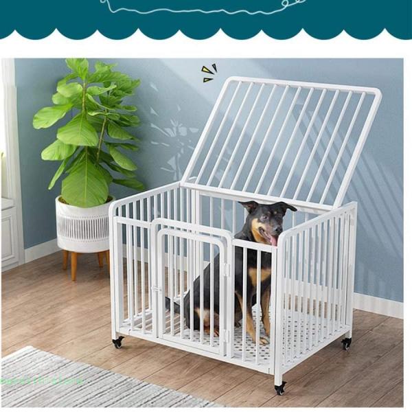 頑丈な金属製犬用ケージ 大型犬クレート Welina トレイ＆ホイール付き 