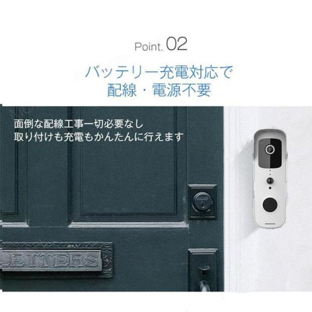 インターホン カメラ付き ドアホン インターフォン ワイヤレス ワイヤレスチャイム 取り付け 自分で 防犯カメラ 防水 遠隔監視 WIFI 玄関インターホン インターホン カメラ付き ドアホン インターフォン ワイヤレス