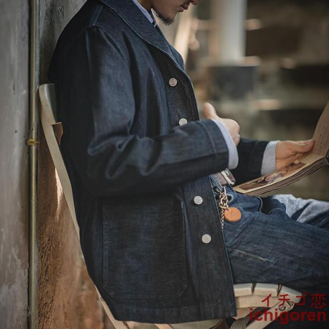 デニムジャケット メンズ ブリーチ加工 ウォッシュ加工 ジャケット デニム ストリート ビンテージ アウター 大容量ポケット