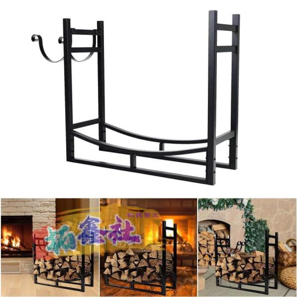 新品】薪ラック 薪棚 スチール フック付 薪ストッカー ダブル 200cm