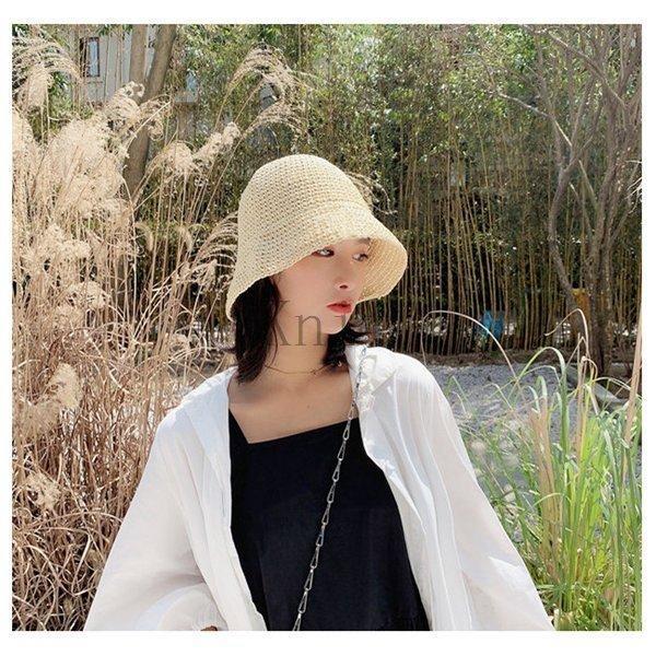 超麦わら帽子レディース折りたたみペーパーストローハット日よけ帽子