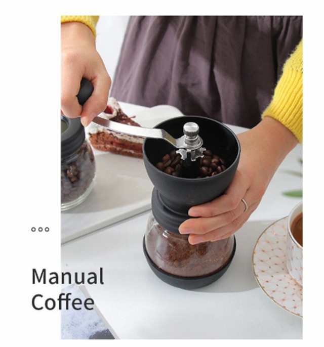 コーヒーミル 手動 手挽き コーヒーミル セラミック スケルトン ブラック コーヒードリッパー クリア コーヒードリップ 1~4杯用 【セッ 電気コーヒーミル
